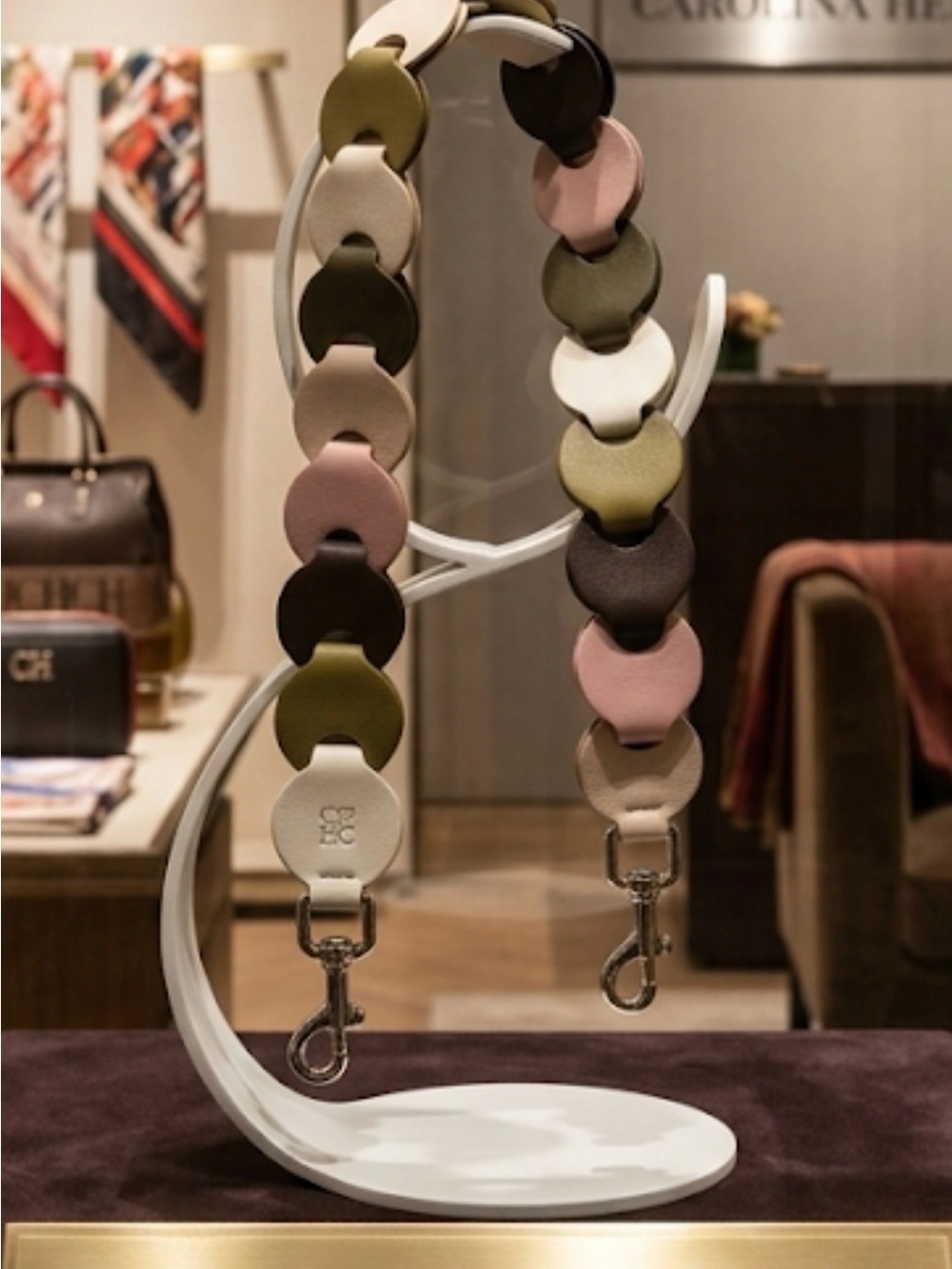 Carolina Herrera Multicolor Leather Strap - Pink, Olive, Cream, Black